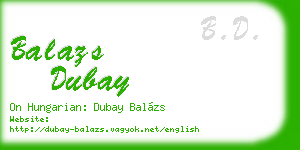 balazs dubay business card